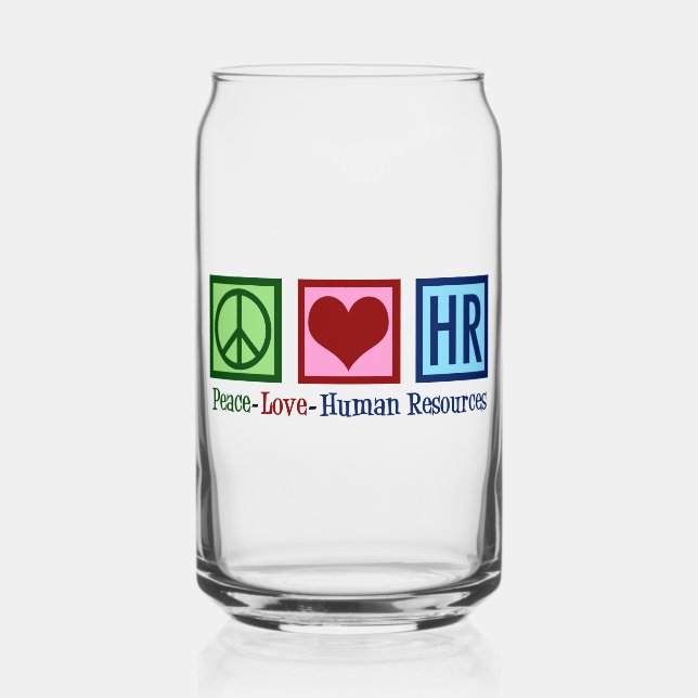 Peace Love HR Human Resources Can Glass (Front)