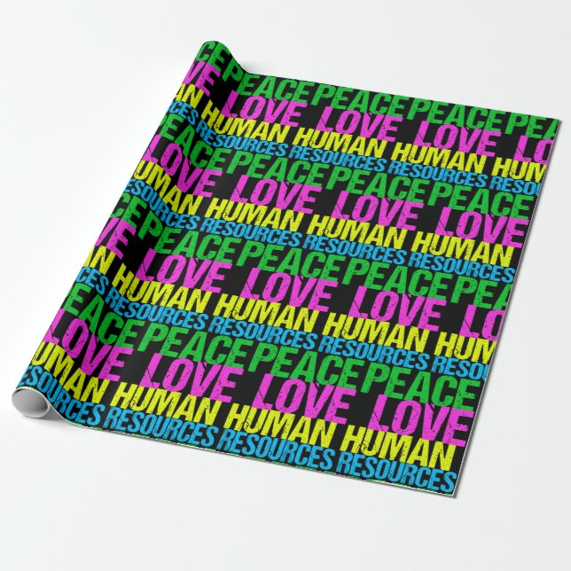 Peace Love Human Resources Wrapping Paper (Unrolled)