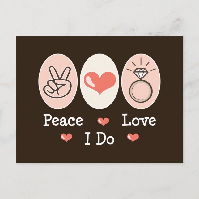 Peace Love I Do Mariage Carte postale (Devant)