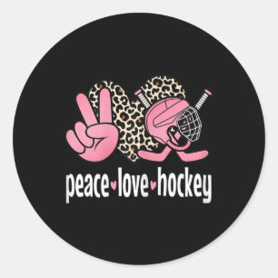 Peace Love Ice Hockey Cute Ice Hockey Women Girls Classic Round Sticker
