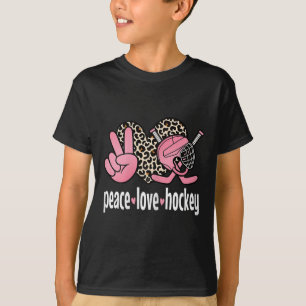 Peace Love Ice Hockey Cute Ice Hockey Women Girls T-Shirt