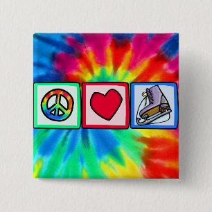 Peace, Love, Ice Skate 2 Inch Square Button