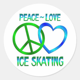 Peace Love ICE SKATING Classic Round Sticker