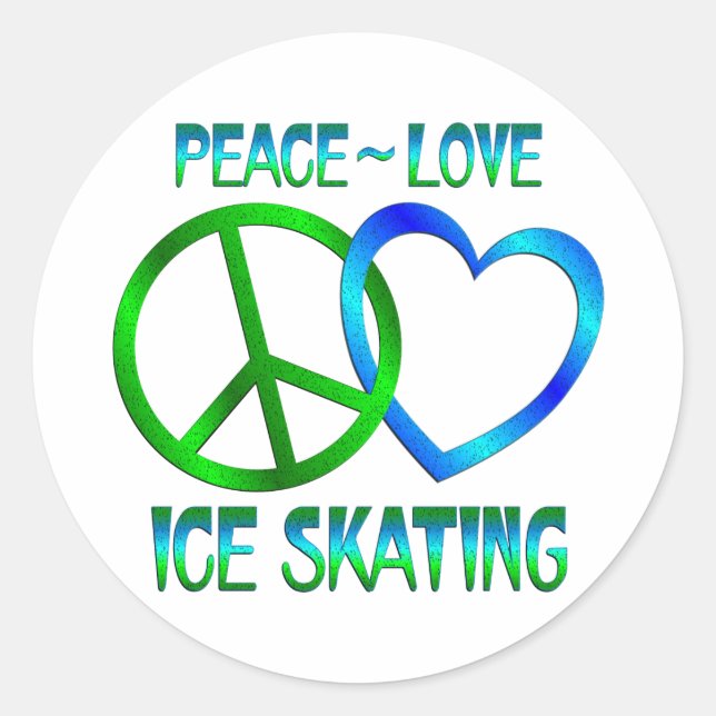 Peace Love ICE SKATING Classic Round Sticker (Front)