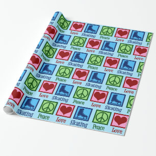 Peace Love Ice Skating Wrapping Paper