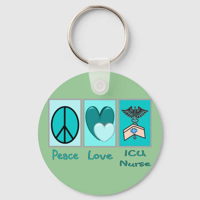 Peace Love ICU Nurse Keychain (Front)