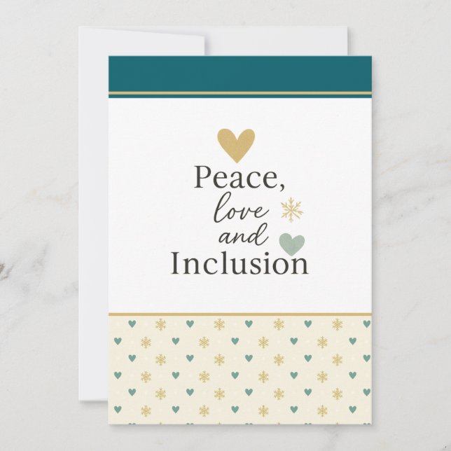 Peace, Love & Inclusion | Inclusive Holiday Card (Front)