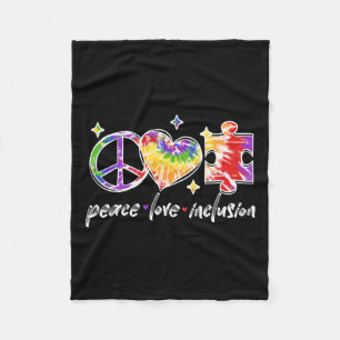 Peace Love Inclusion Rainbow Tie Dye Autism Awaren Fleece Blanket