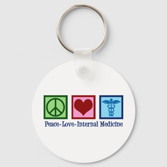 Peace Love Internal Medicine Keychain (Front)