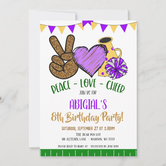 Peace Love Invitation de la fête (Devant)