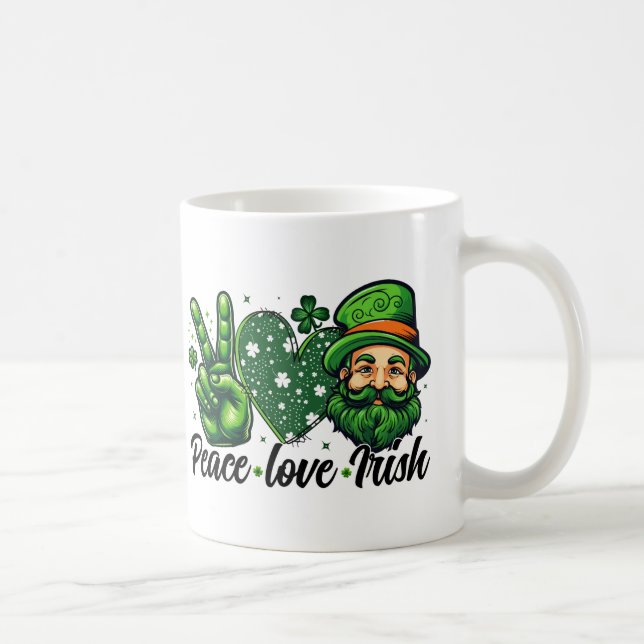 Peace Love Irish Mug - Parfait pour St. Patrick's  (Droite)