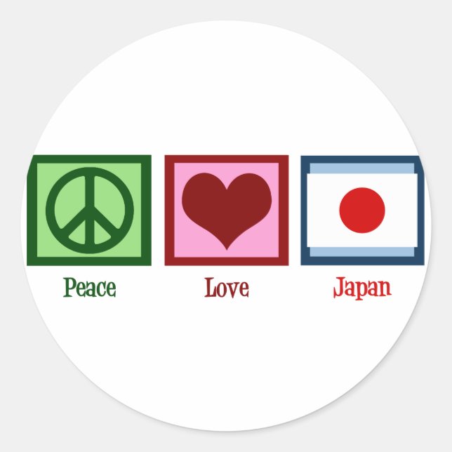 Peace Love Japan Classic Round Sticker (Front)