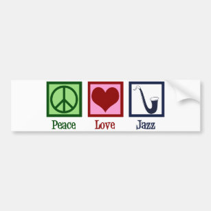 Peace Love Jazz Music Saxophone Bumper Sticker