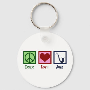 Peace Love Jazz Music Saxophone Keychain