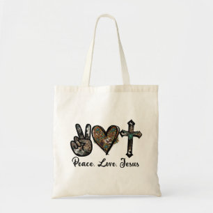 Peace, Love, Jesus Tote Bag
