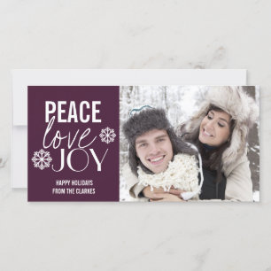 Peace Love Jove Purple Snow Cartes photos de vacan