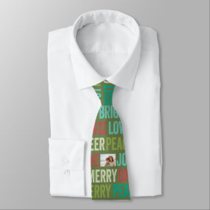 Peace Love Joy Bright Merry Cheer with 1 Photo Tie