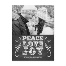 Peace Love Joy Chalkboard Carte postale