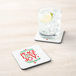 Peace Love Joy Christmas Festive Holiday Coaster