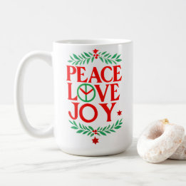 Peace Love Joy Christmas Festive Holiday Coffee Mug