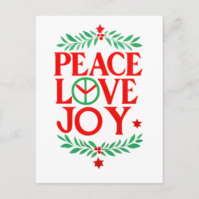 Peace Love Joy Christmas Festive Holiday  Postcard (Front)