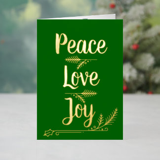 "Peace, Love, Joy" Christmas Foil Holiday Card
