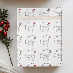 PEACE LOVE JOY Christmas Holiday Snowbird Wrapping Paper