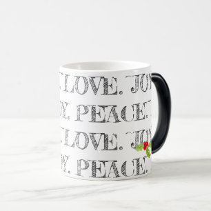 Peace Love Joy Christmas Holly Festive Holiday Magic Mug
