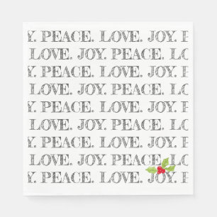 Peace Love Joy Christmas Holly Festive Holidays Napkin