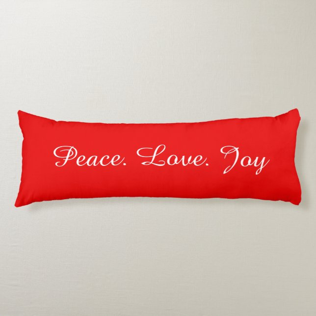 Peace Love Joy Christmas New Year Holidays Red Body Pillow (Front)