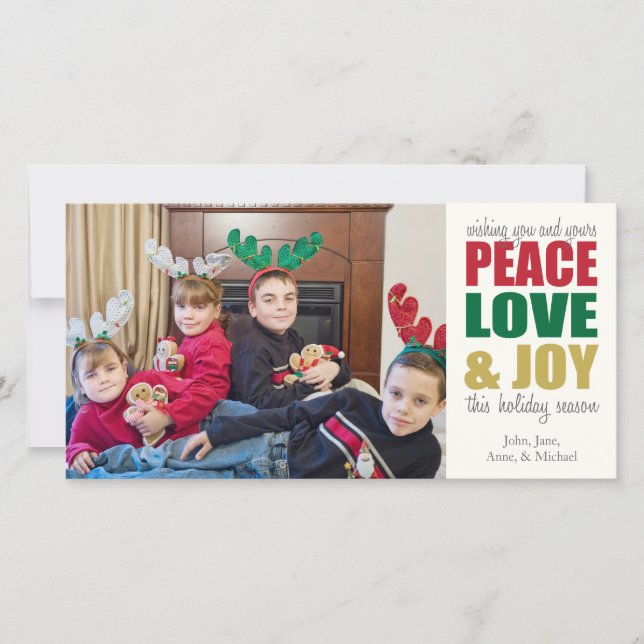 Peace Love & Joy Christmas Photocards Holiday Card (Front)