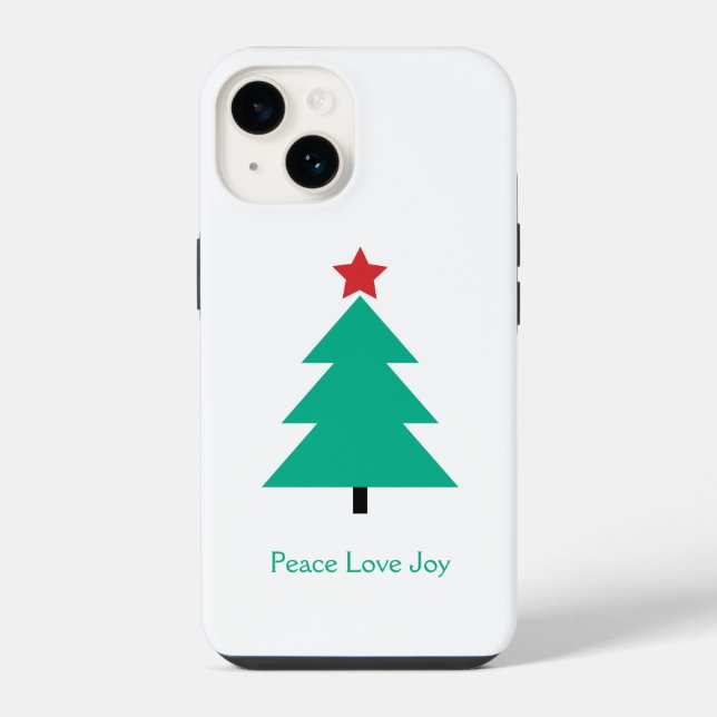 Peace Love Joy Christmas Tree Customizable iPhone Case (Back)