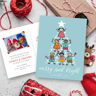 Peace Love Joy Christmas Tree Kids Photo Postcard