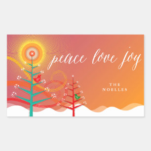 Peace Love Joy Christmas Trees Snow Chicks Holiday Sticker