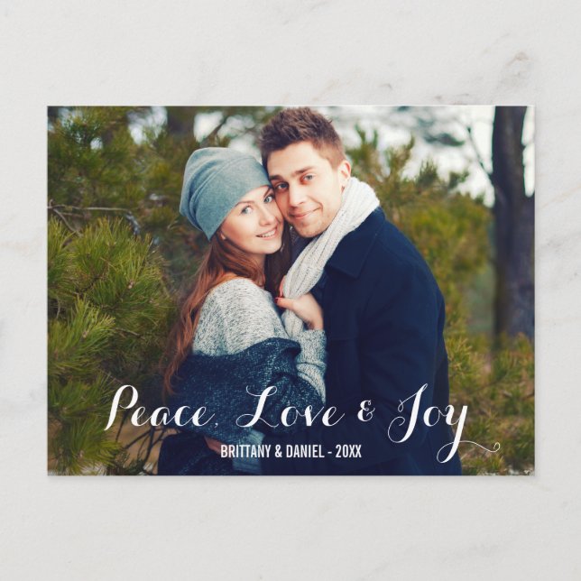 Peace Love & Joy Couple Photo Carte postale W (Devant)