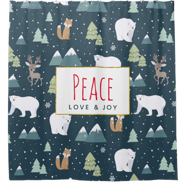 Peace Love & Joy Cute Christmas Animals Pattern (Front)