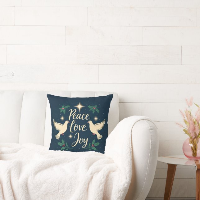 Peace, Love, Joy - Embrace the Heart of the Season Throw Pillow (Couch)