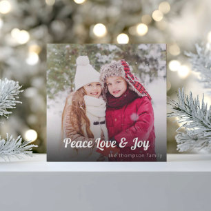 Peace Love Joy Family Photo Christmas Holiday Card