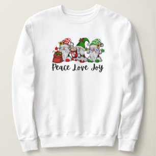 Peace love joy gnomes candy cocoa christmas lights sweatshirt