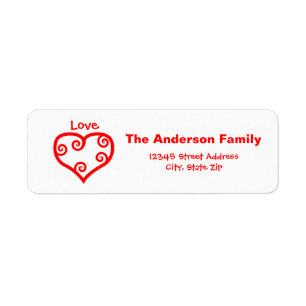 Peace, Love, Joy Heart  - Address Label