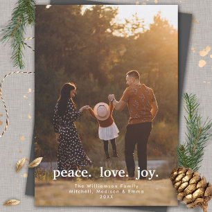 Peace Love Joy Holiday Christmas Family Photo  Card
