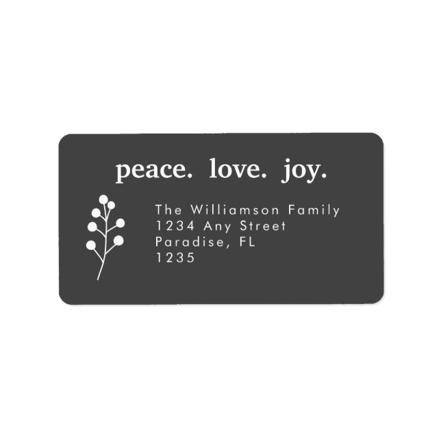 Peace Love Joy Holiday Christmas Holly Berries Label (Front)