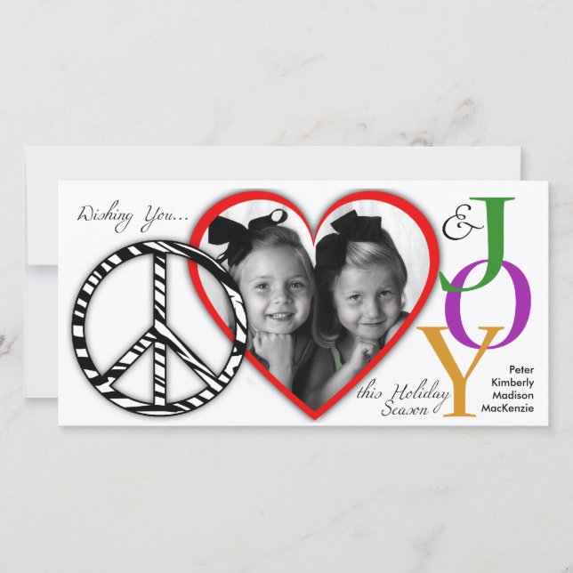 Peace, Love & Joy Holiday Photo Card (Front)