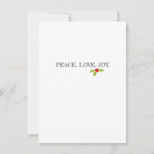 Peace Love Joy Holly Merry Christmas Holiday Flat Card