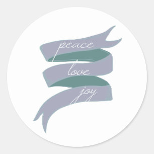 Peace Love Joy Lavender Ribbon Stickers