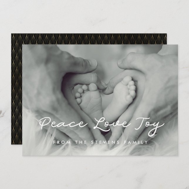 Peace Love Joy Minimalist Holiday Photo Card (Front/Back)