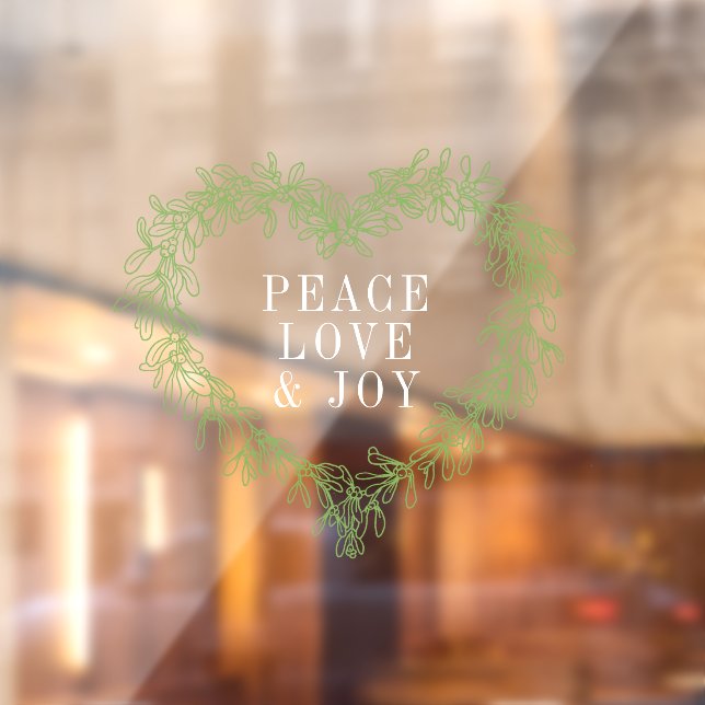Peace, love joy mistletoe Christmas white green  Window Cling (Sheet 2)
