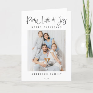 Peace Love & Joy Modern Chic Photo Holiday Card