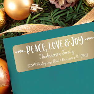 Peace Love Joy Modern Typography Gold Nom personna