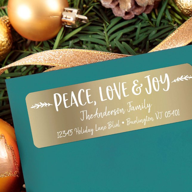 Peace Love Joy Modern Typography Gold Nom personna (Créateur téléchargé)